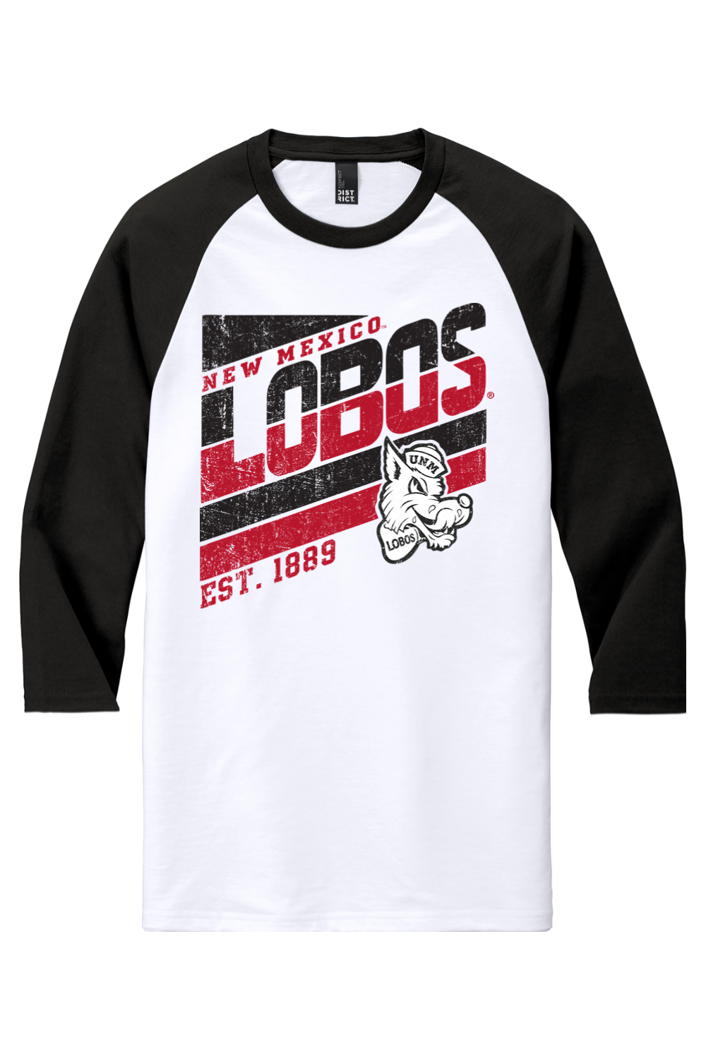 Lobos Retro-stripe - District Perfect Tri 3/4-Sleeve Raglan
