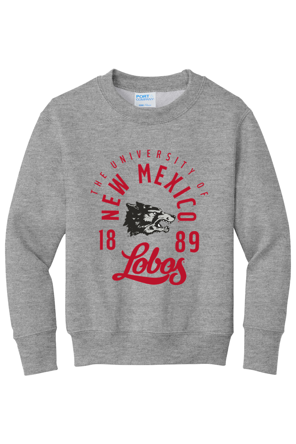 Lobos Legacy 1889 - Port & Company Youth Core Fleece Crewneck Sweatshirt (PC78Y)