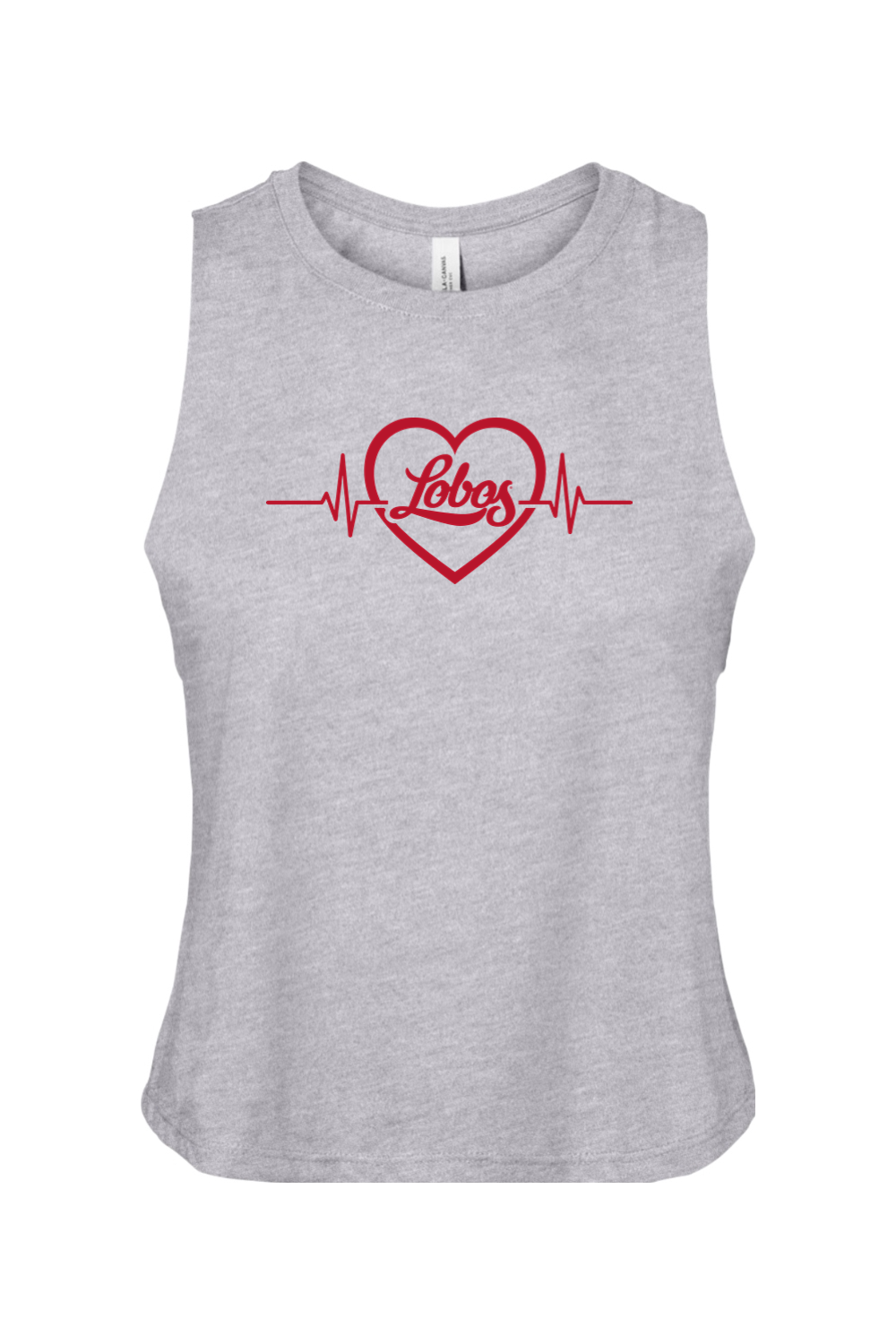 Lobos Heartbeat - Bella + Canvas Women's Racerback Cropped Tank (BC6682)