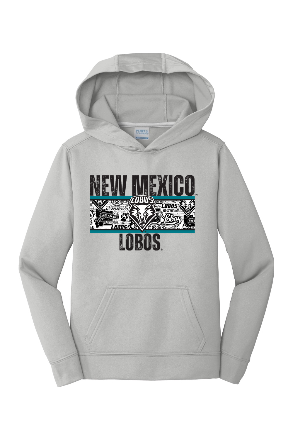 Lobos Heritage Collage - Port & Company Youth Performance Fleece Pullover Hooded Sweatshirt