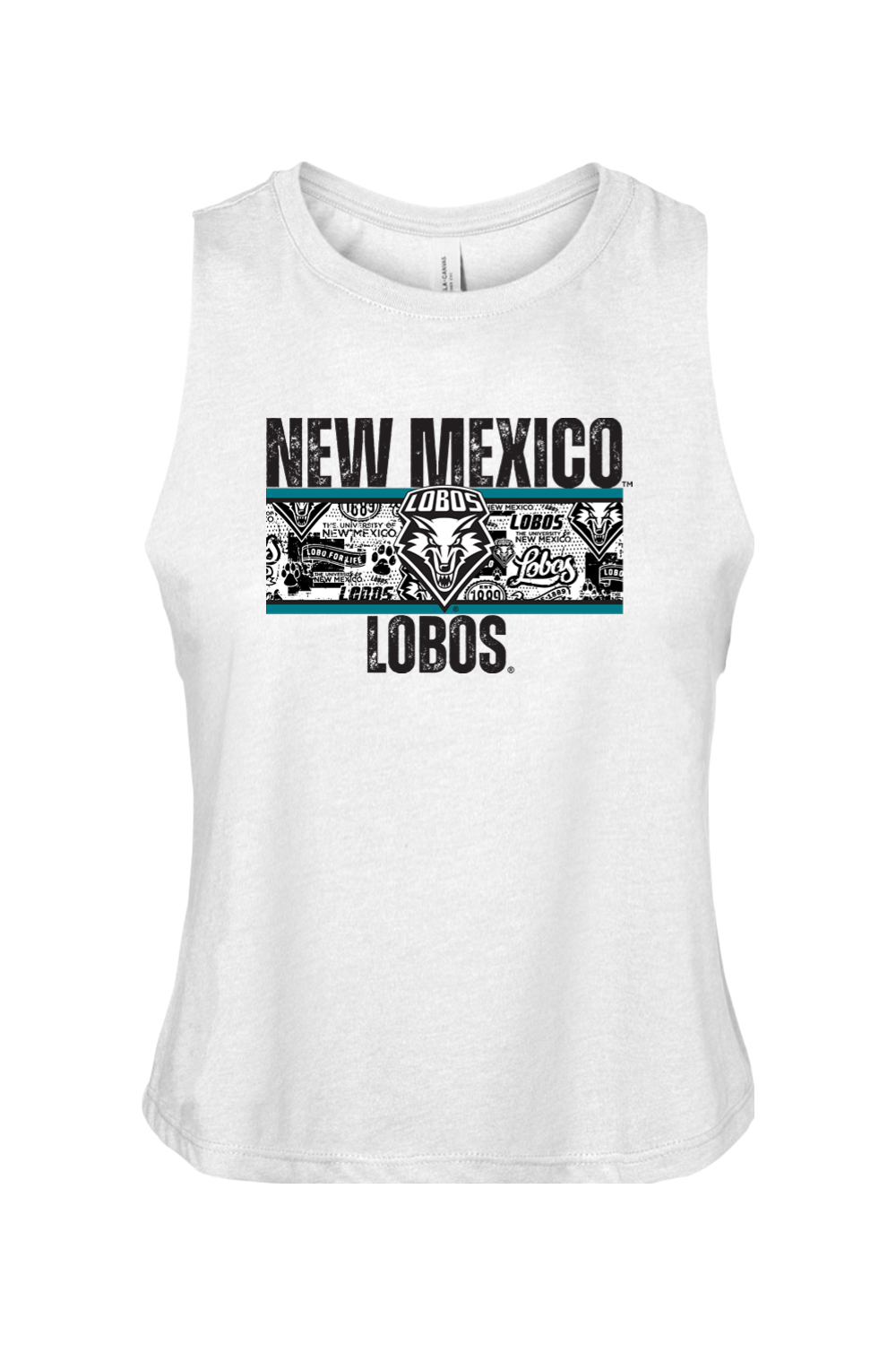 Lobos Heritage Collage - Bella + Canvas Women's Racerback Cropped Tank (BC6682)