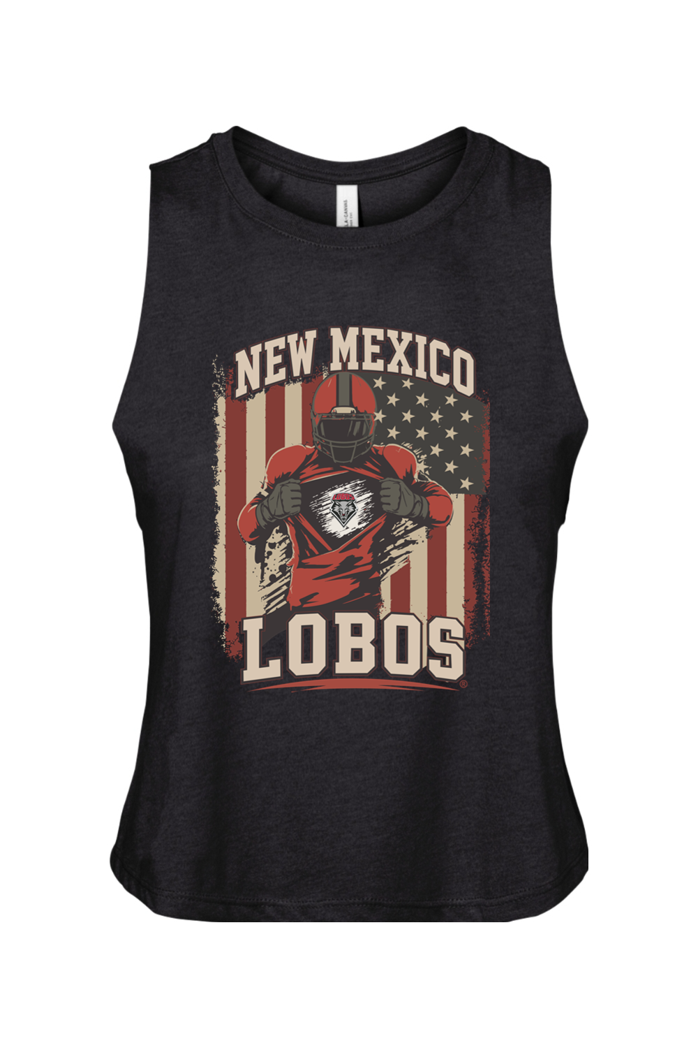 Lobos Gridiron Flag - Bella + Canvas Women's Racerback Cropped Tank
