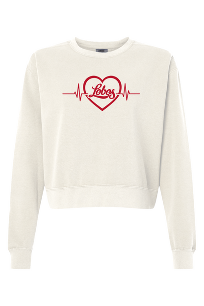 Lobos Heartbeat - Comfort Colors Women's Garment-Dyed Mid-Length Crewneck Sweatshirt