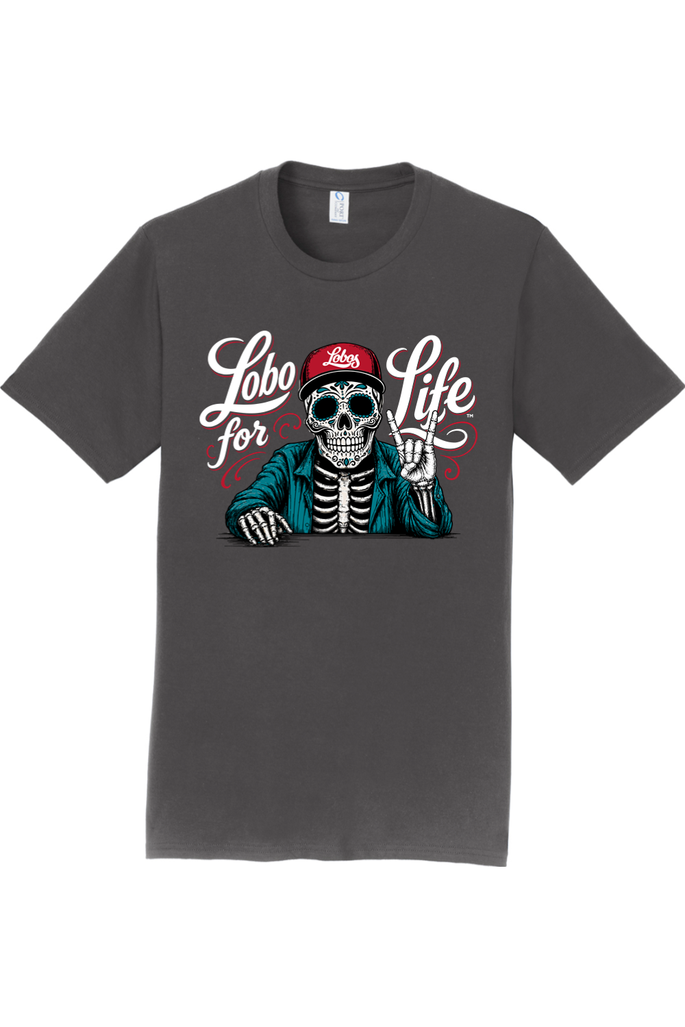 Lobo for Life Sugar Skull - Port & Company Fan Favorite Tee