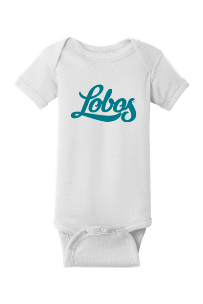 Lobos Script - Rabbit Skins Infant Short Sleeve Baby Rib Bodysuit