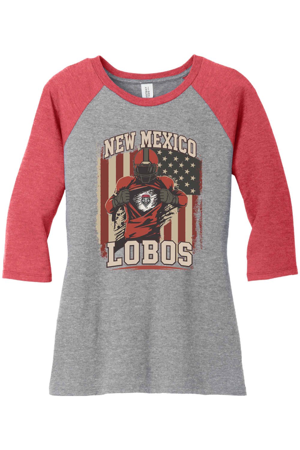 Lobos Gridiron Flag - District Women’s Perfect Tri 3/4-Sleeve Raglan