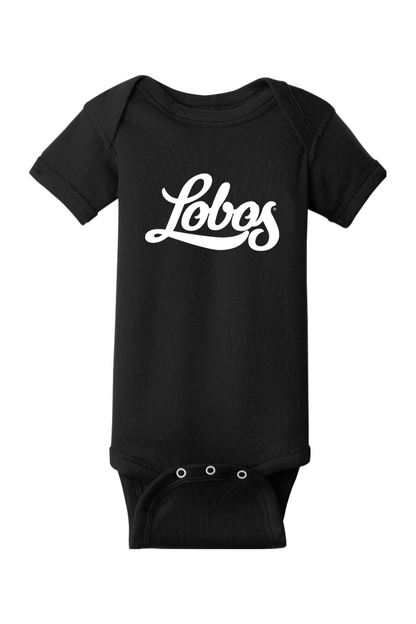 Lobos Script - Rabbit Skins Infant Short Sleeve Baby Rib Bodysuit