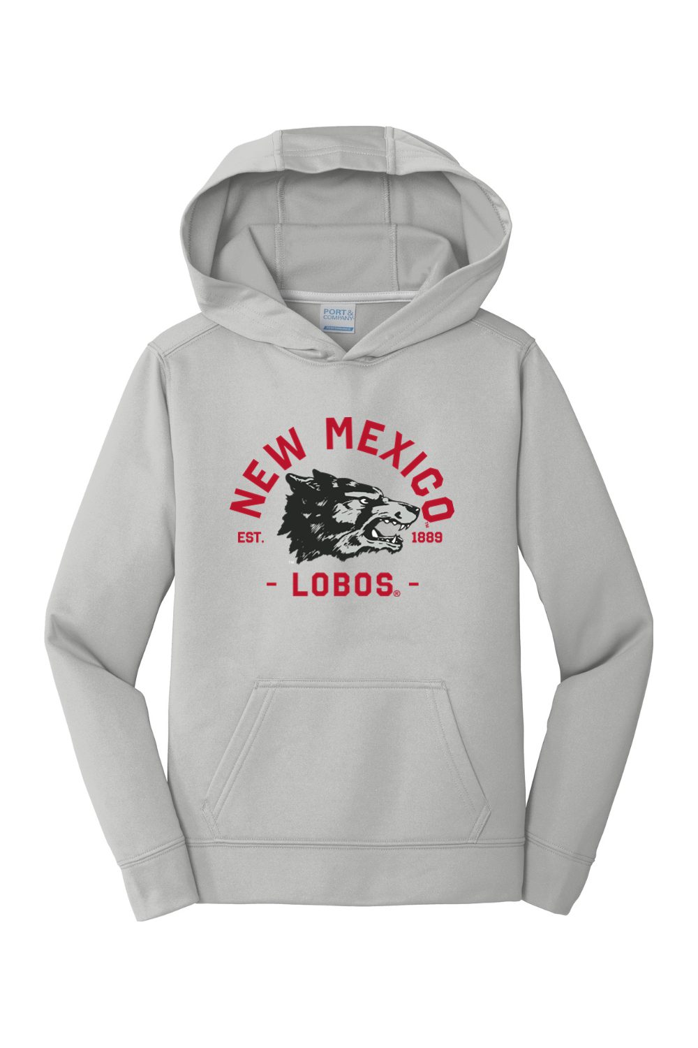 Lobos Vintage 1889 - Port & Company Youth Performance Fleece Pullover Hooded Sweatshirt