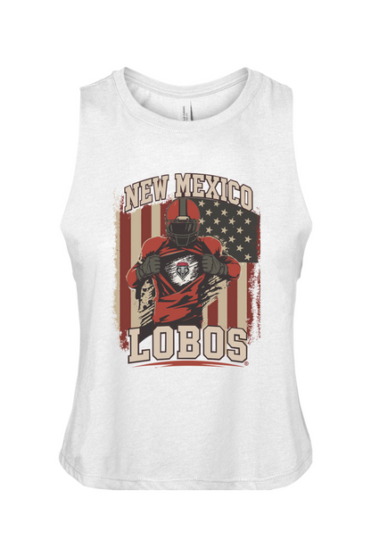 Lobos Gridiron Flag - Bella + Canvas Women's Racerback Cropped Tank