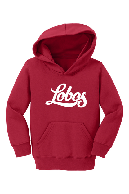 Lobos Script - Port & Company Toddler Core Fleece Pullover Hooded Sweatshirt