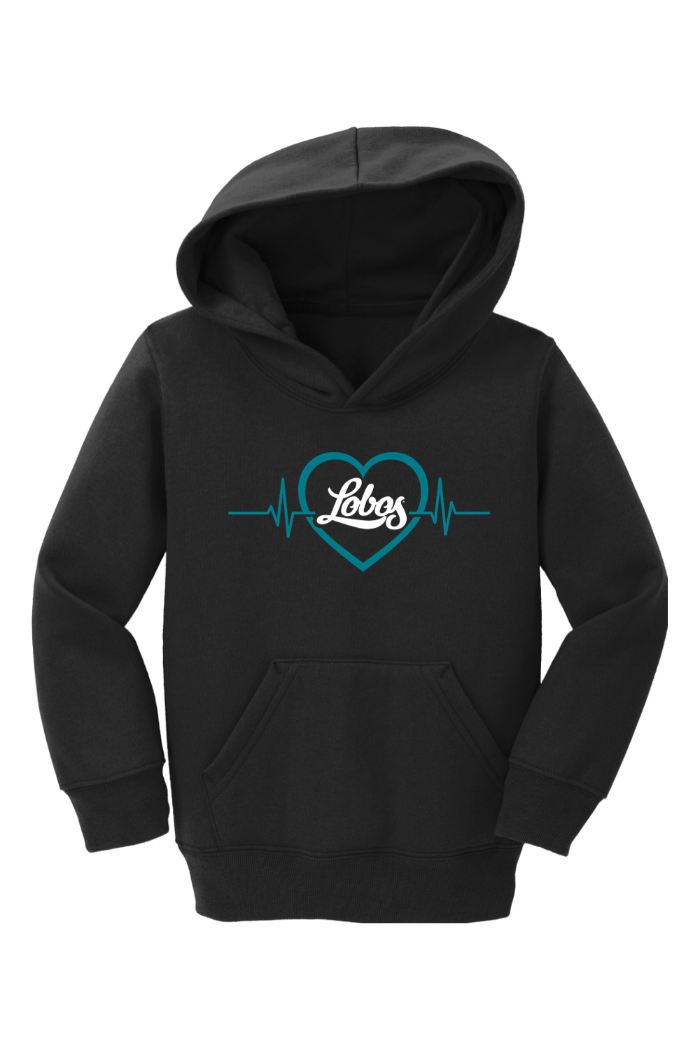 Lobos Heartbeat - Port & Company Toddler Core Fleece Pullover Hooded Sweatshirt