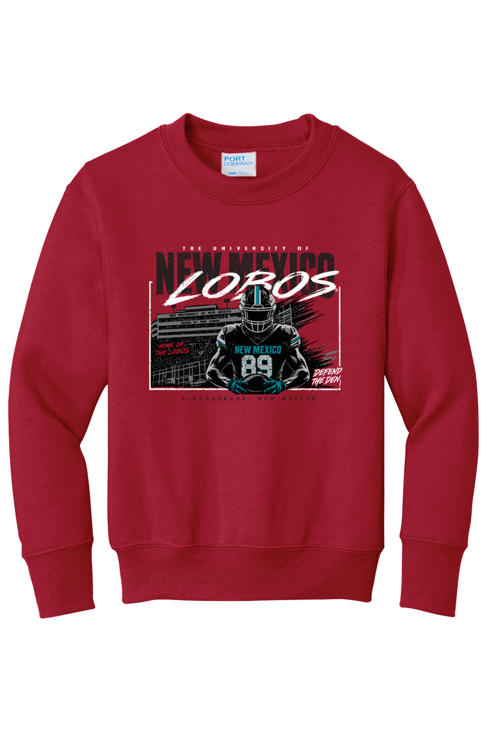Lobos Stadium - Port & Company Youth Core Fleece Crewneck Sweatshirt (PC78Y)