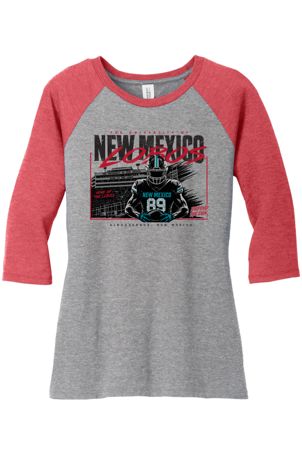 Lobo Stadium - District Women’s Perfect Tri 3/4-Sleeve Raglan