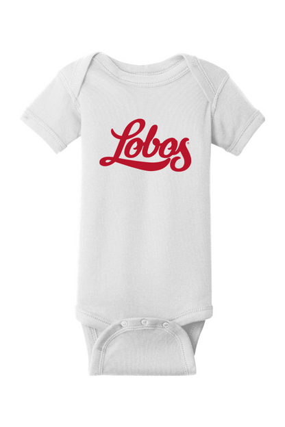 Lobos Script - Rabbit Skins Infant Short Sleeve Baby Rib Bodysuit