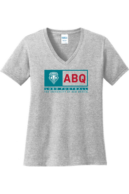 ABQ Heritage Football - Port & Company Ladies Core Cotton V-Neck Tee