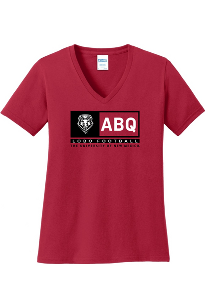 ABQ Heritage Football - Port & Company Ladies Core Cotton V-Neck Tee