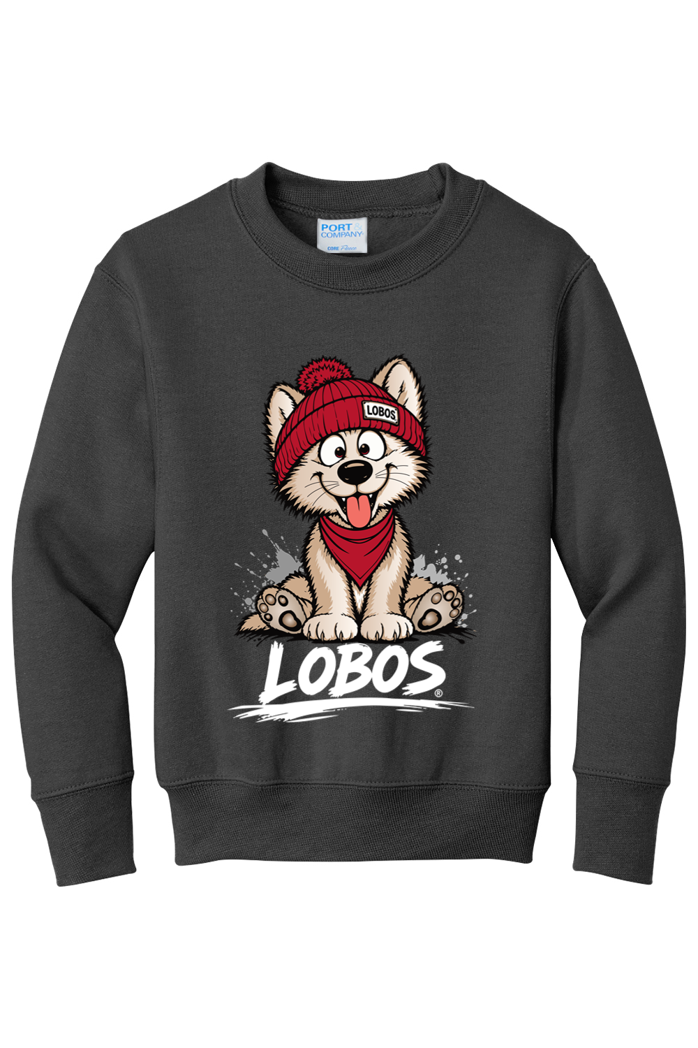 Lobo Pup - Port & Company Youth Core Fleece Crewneck Sweatshirt (PC78Y)