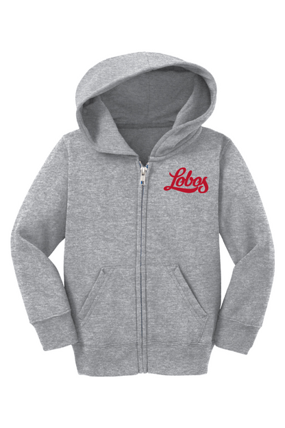 Lobos Script - Toddler Port & Company Core Fleece Full-Zip Hooded Sweatshirt