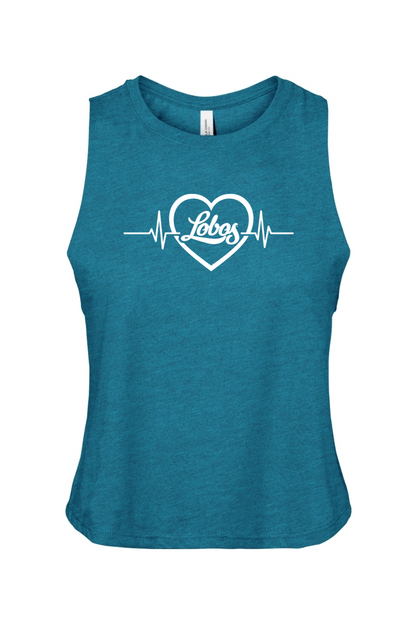 Lobos Heartbeat - Bella + Canvas Women's Racerback Cropped Tank (BC6682)