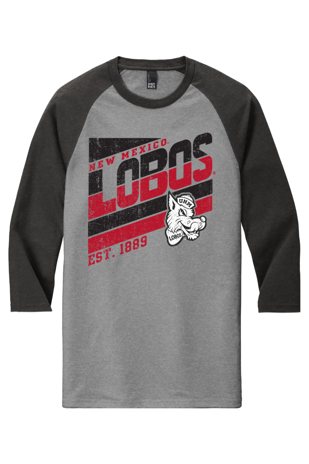 Lobos Retro-stripe - District Perfect Tri 3/4-Sleeve Raglan