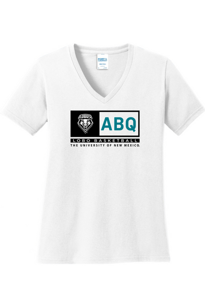 ABQ Heritage Basketball - Port & Company Ladies Core Cotton V-Neck Tee