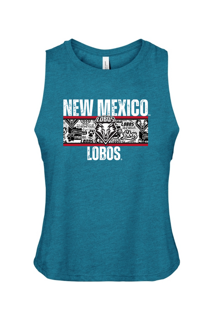 Lobos Heritage Collage - Bella + Canvas Women's Racerback Cropped Tank (BC6682)