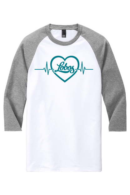 Lobos Beating Heart - District Perfect Tri 3/4-Sleeve Raglan