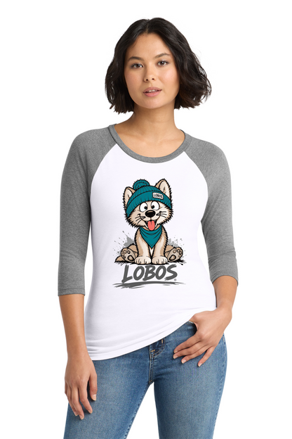Lobo Pup - District Women’s Perfect Tri 3/4-Sleeve Raglan