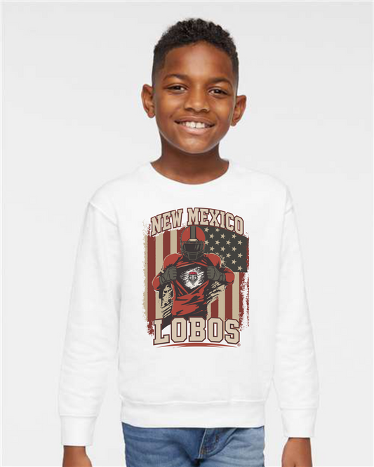 Lobos Gridiron Flag - Rabbit Skins Toddler Fleece Crewneck Sweatshirt