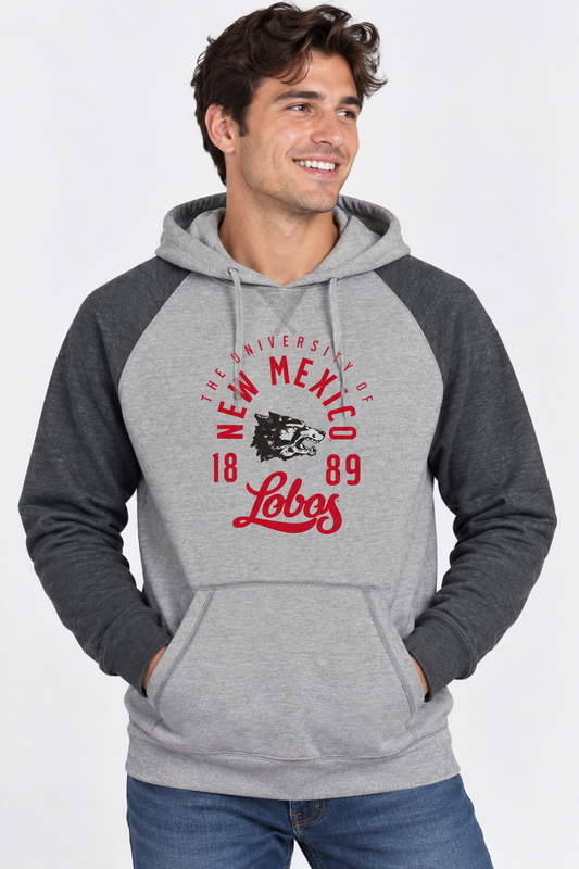 Lobos Legacy 1889 - District Young Mens Lightweight Fleece Raglan Hoodie