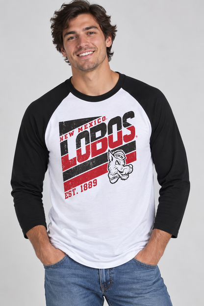 Lobos Retro-stripe - District Perfect Tri 3/4-Sleeve Raglan