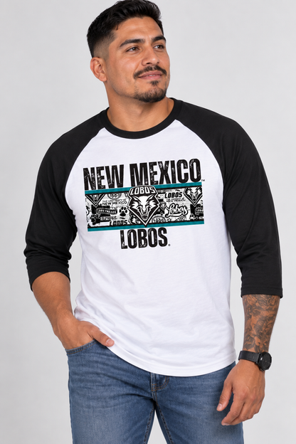 Lobos Heritage Collage - District Perfect Tri 3/4-Sleeve Raglan