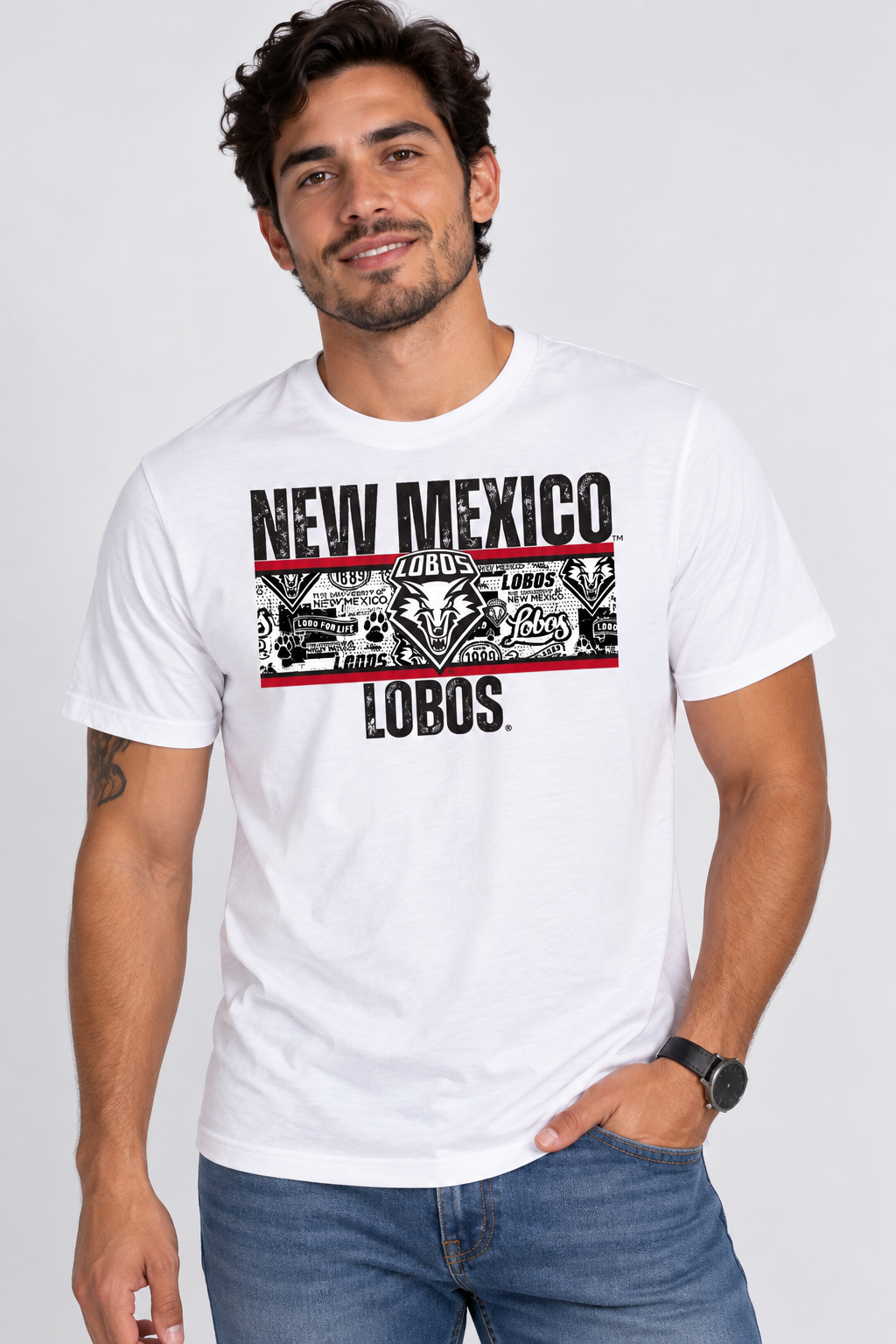 Lobos Heritage Collage - Bella + Canvas Jersey Tee