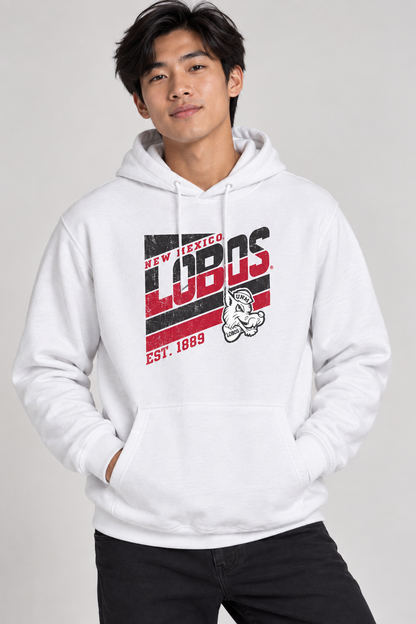 Lobos Retro-Stripe - Lane Seven Unisex Premium Pullover Hooded Sweatshirt