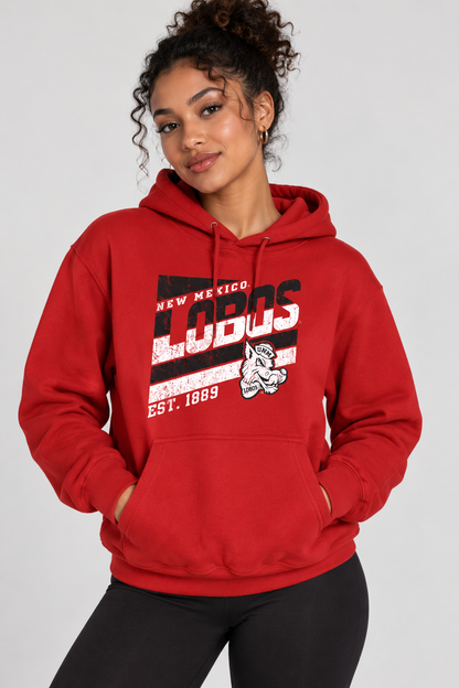 Lobos Retro-Stripe - Lane Seven Unisex Premium Pullover Hooded Sweatshirt