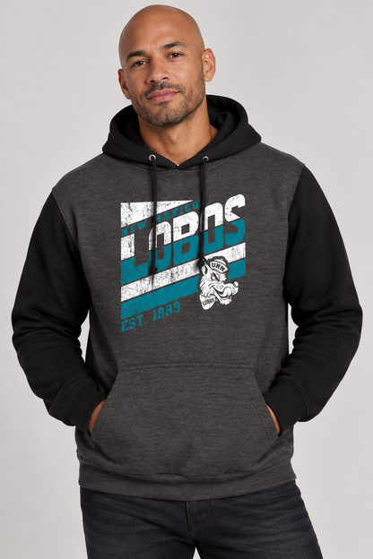Lobos Retro-Stripe - Independent Trading Co. Heavyweight Hooded Sweatshirt