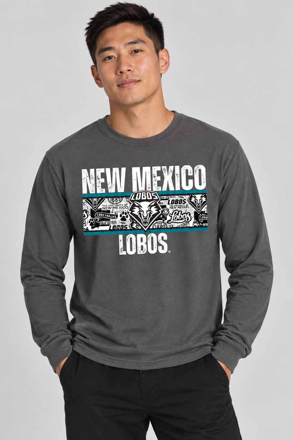 Lobos Heritage Collage - Gildan Softstyle Long Sleeve T-Shirt