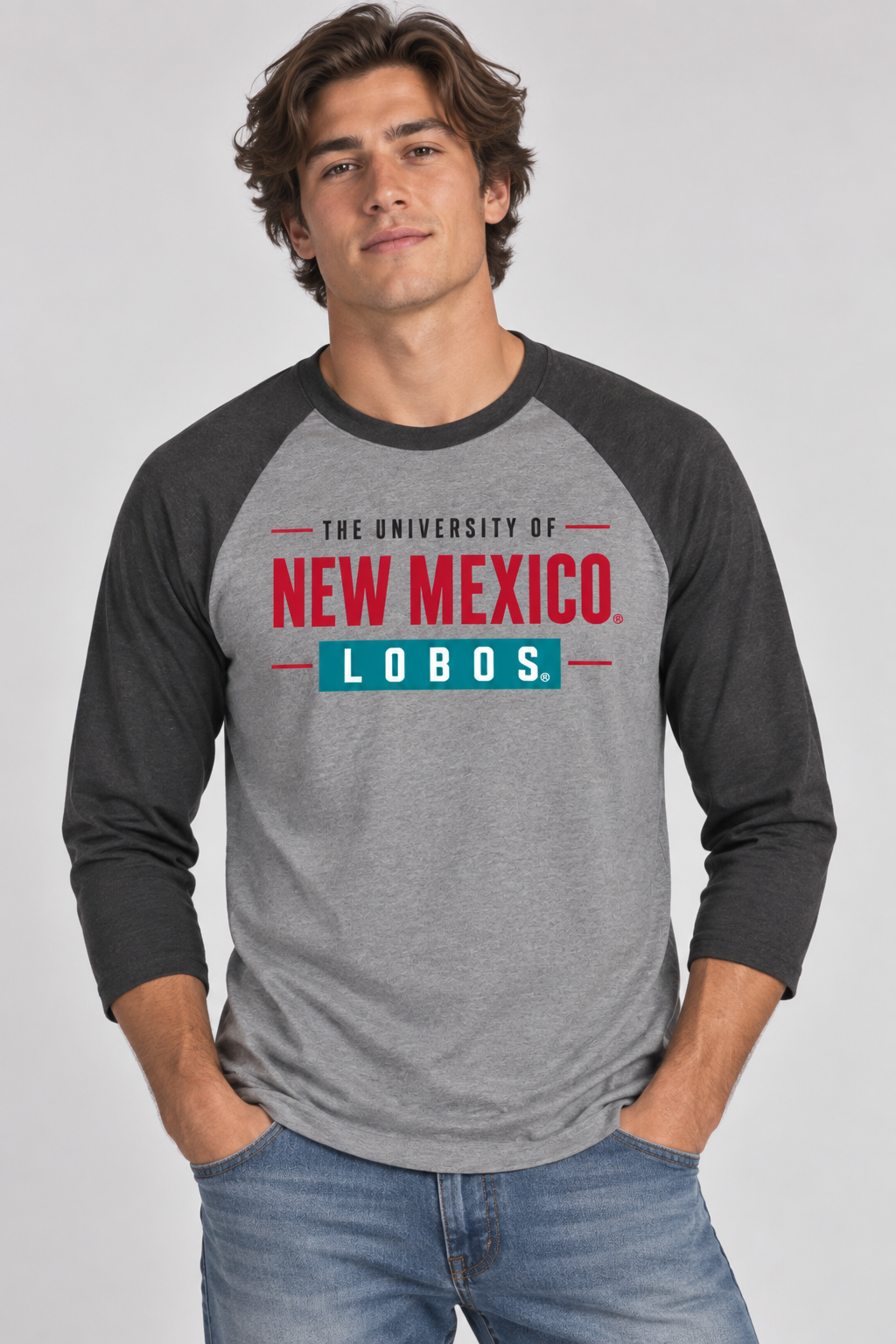 New Mexico Bold - District Perfect Tri 3/4-Sleeve Raglan