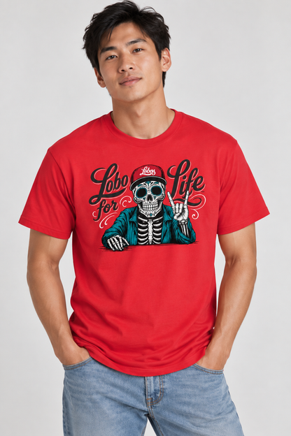 Lobo for Life Sugar Skull - Port & Company Fan Favorite Tee