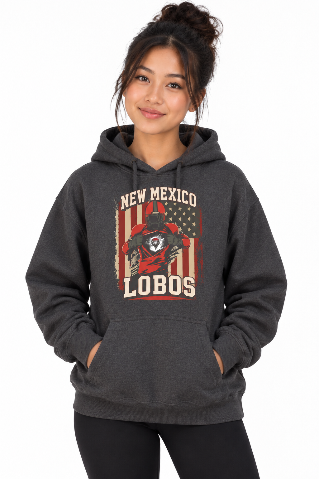 Lobos Gridiron Flag - Lane Seven Unisex Premium Pullover Hooded Sweatshirt