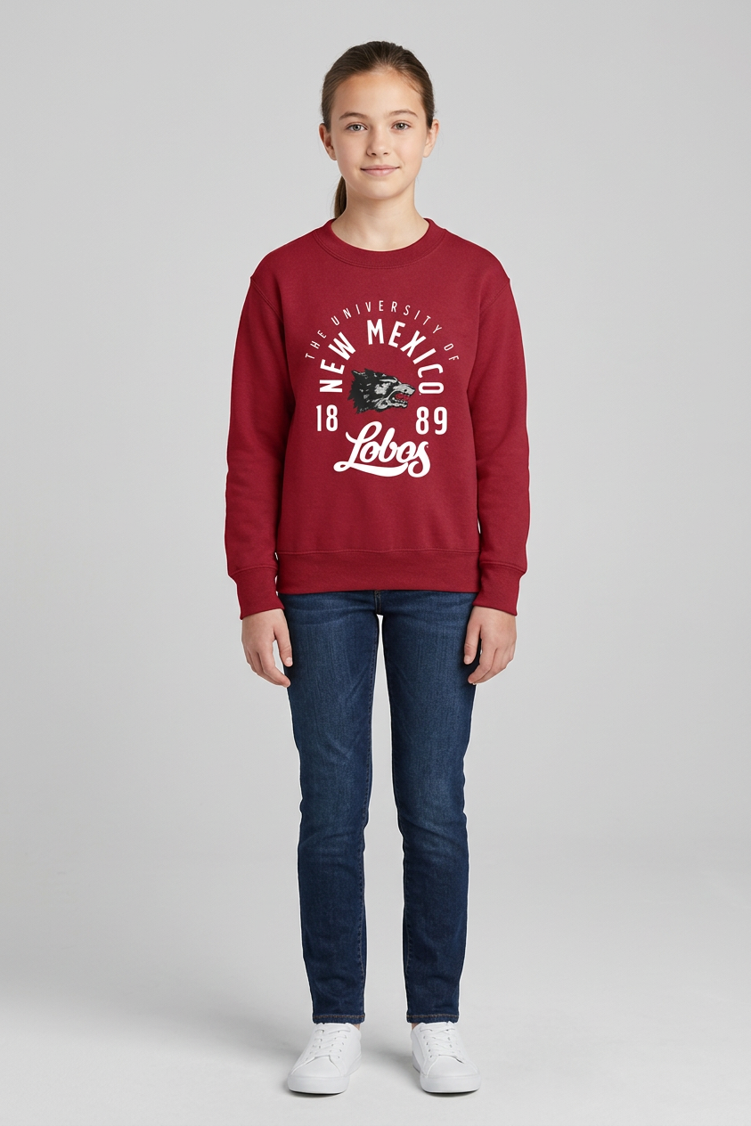 Lobos Legacy 1889 - Port & Company Youth Core Fleece Crewneck Sweatshirt (PC78Y)
