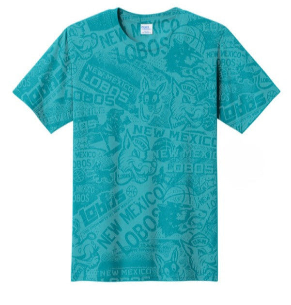 UNM Vintage Logos Tattoo T-shirt - Washed Aqua