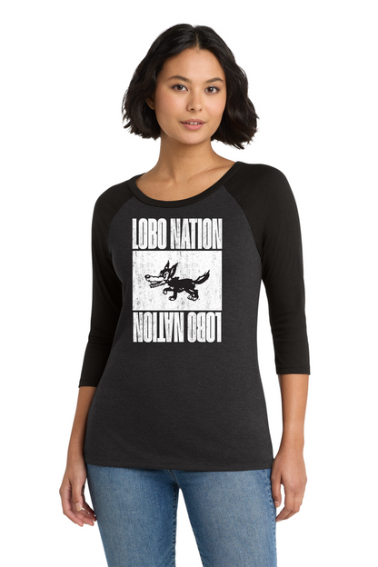 Lobo Nation Vintage - District Women’s Perfect Tri 3/4-Sleeve Raglan