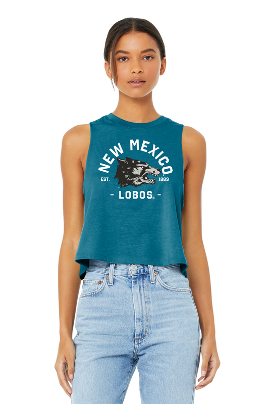 Lobos Vintage 1889 - Bella + Canvas Women's Racerback Cropped Tank (BC6682)